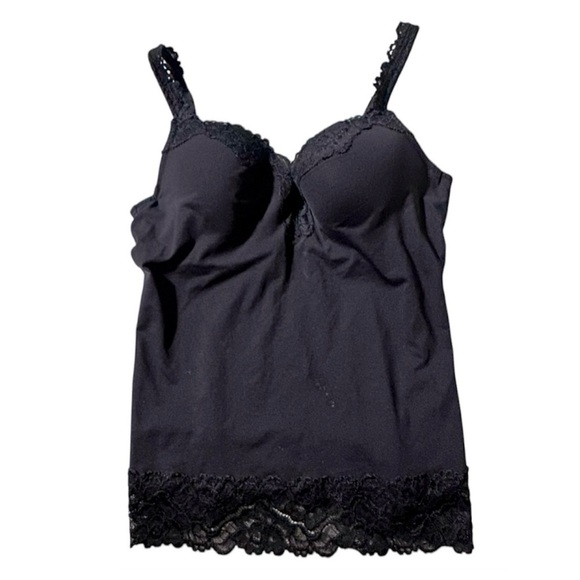 SOMA Black Travelers Addison Camisole Bra Lace Trim Tank Shapewear Women's 34C - Picture 2 of 14